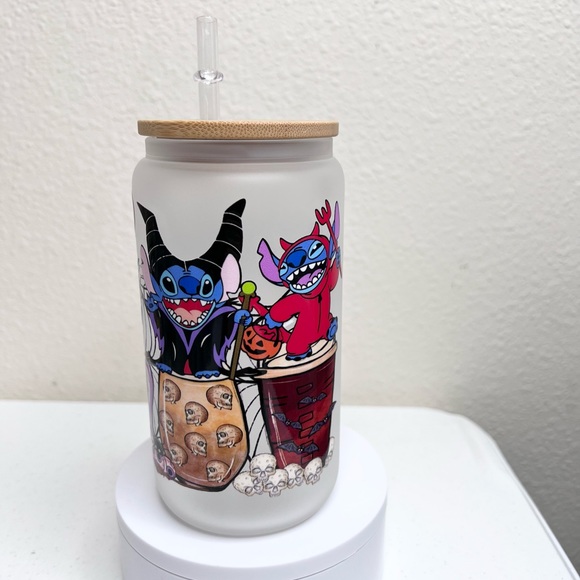 Stitch Horror Coffee Handmade Libbey Glass Cup - Picture 3 of 5